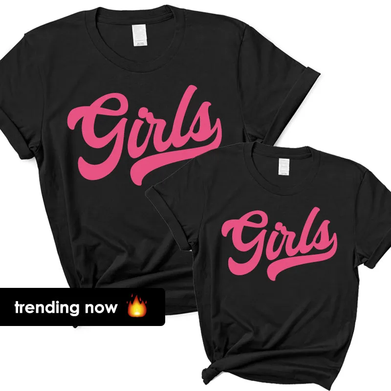 GIRLS University Script Matching Black T-Shirts nursing tops best deals