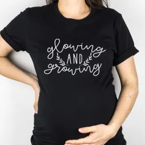 Glowing & Growing Pregnant Black T-Shirt maternity dresses promo