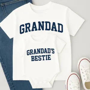 Grandad & Bestie College Matching White T-Shirt & Baby Vest mens dad clothes online