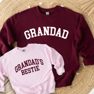 Grandad & Grandad's Bestie College Matching Burgundy/Pink Sweatshirts boys fashion clearance