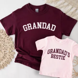 Grandad & Grandad's Bestie College Matching Burgundy/Pink T-shirts dads clothes cheap