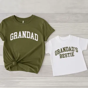 Grandad & Grandad's Bestie College Matching Green/White T-shirts dads clothes cheap