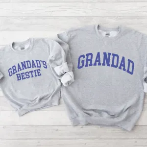 Grandad & Grandad's Bestie College Matching Grey/Blue Sweatshirts boys fashion clearance