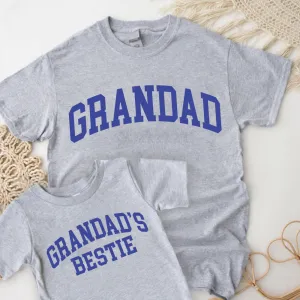 Grandad & Grandad's Bestie College Matching Grey/Blue T-shirts dads clothes cheap