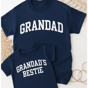 Grandad & Grandad's Bestie College Matching Navy T-Shirts dads clothes cheap