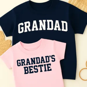 Grandad & Grandad's Bestie College Matching Navy/Pink T-Shirts dads clothes cheap