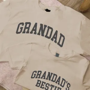 Grandad & Grandad's Bestie College Matching Sand/Charcoal T-Shirts dads clothes cheap