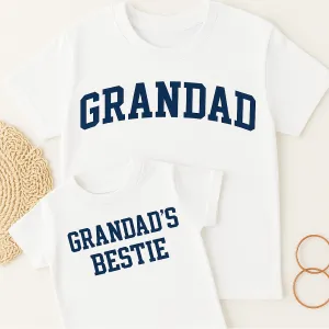 Grandad & Grandad's Bestie College Matching White T-Shirts dads clothes cheap