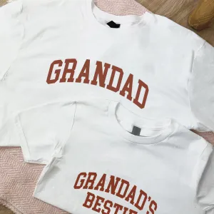 Grandad & Grandad's Bestie College Matching White/Rust T-Shirts dads clothes cheap