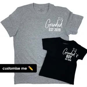 Grandad & Grandad's Boy Mini Logo Heart Established Matching T-Shirts (MRK X) dad hats promo code