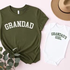 Grandad & Grandad's Girl College Matching T-Shirt & Baby Vest dad fashion outlet