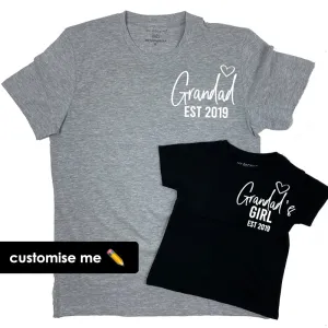 Grandad & Grandad's Girl Mini Logo Heart Established Matching T-Shirts (MRK X) dads clothes cheap