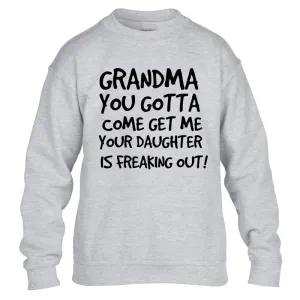 Grandma Come Get Me Heather Grey Sweatshirt (MRK X) boys apparel promo code
