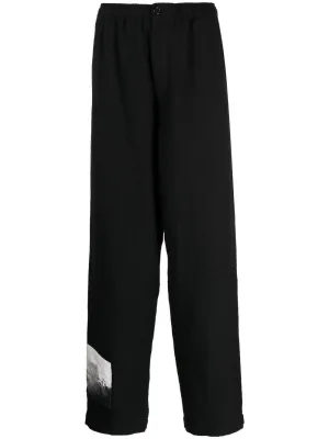 Graphic-Patch Wool Trousers cheap bottoms online shop
