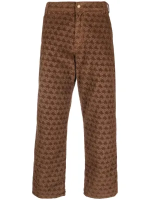 Graphic-Print Corduroy Trousers cheap bottoms online shop