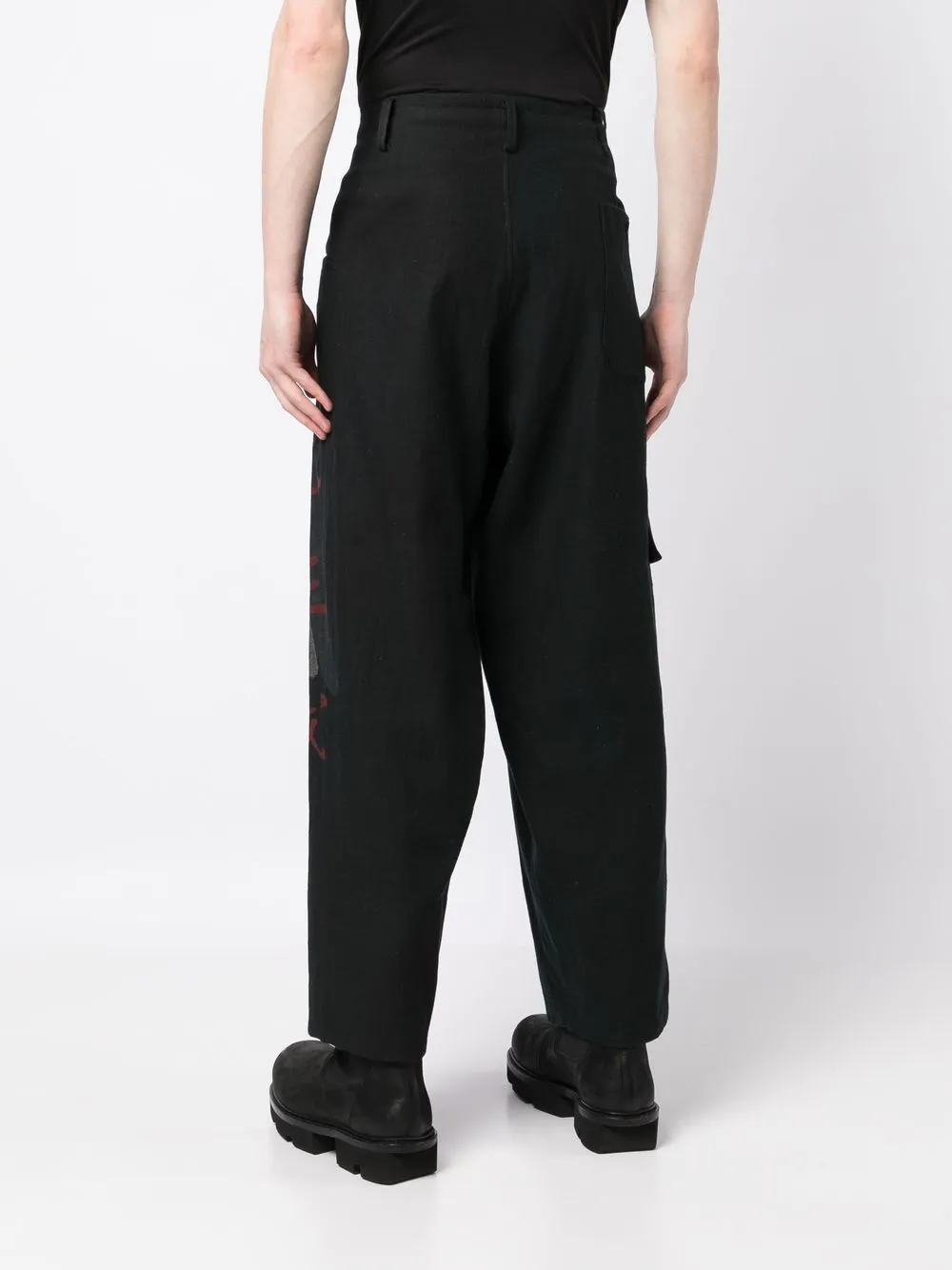 Graphic-Print Drop-Crotch Trousers