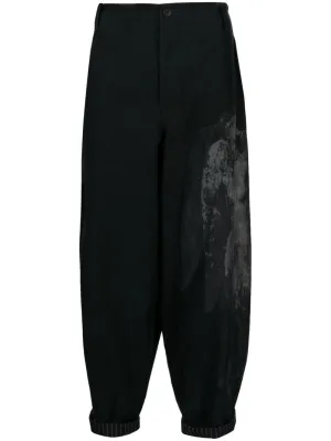 Graphic-Print Drop-Crotch Trousers cheap bottoms online shop