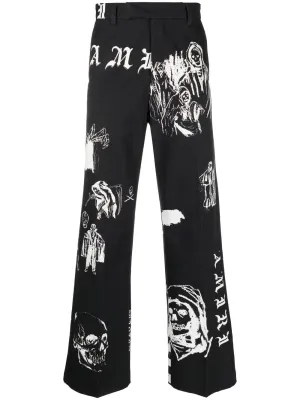 Graphic-Print Straight-Leg Trousers cheap bottoms online shop