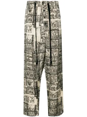Graphic-Print Straight-Leg Trousers cheap bottoms online shop