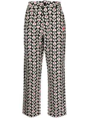 Graphic-Print Straight-Leg Trousers cheap bottoms online shop