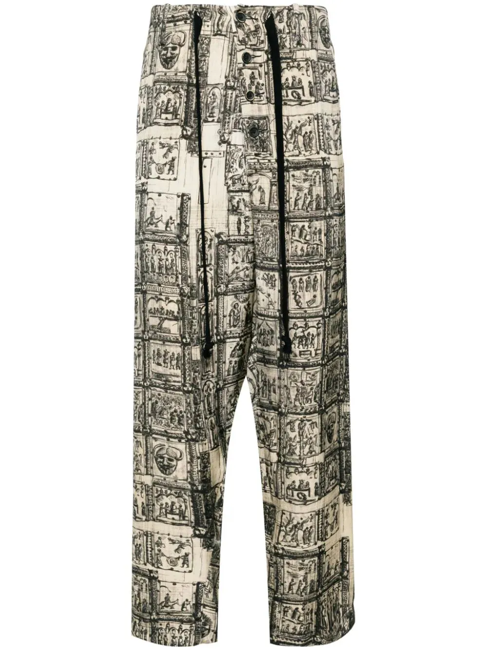 Graphic-Print Straight-Leg Trousers cheap bottoms online shop