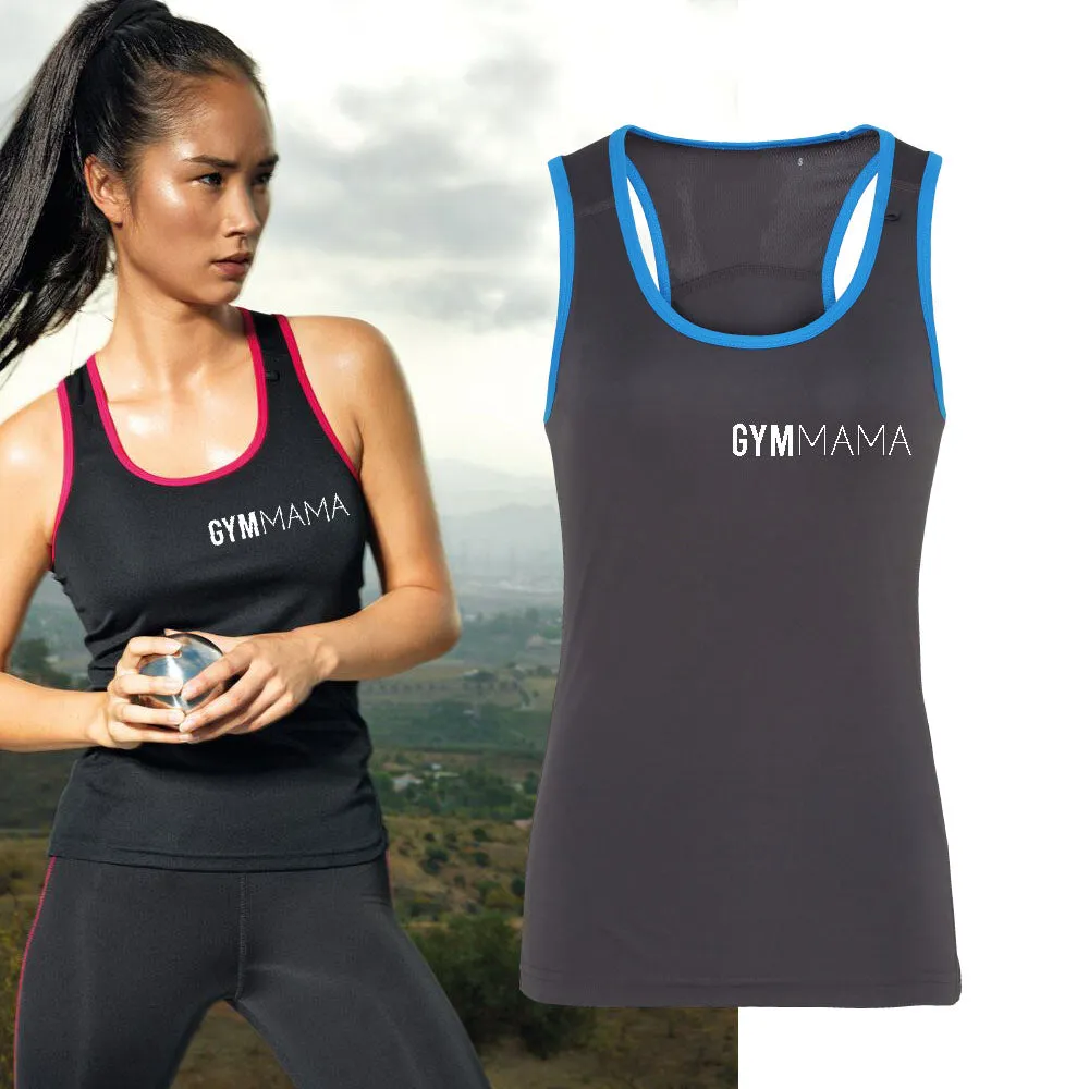 Gym Mama Mini Logo Tr-Dri Panelled Fitness Vest (MRK X) mum clothes cheap