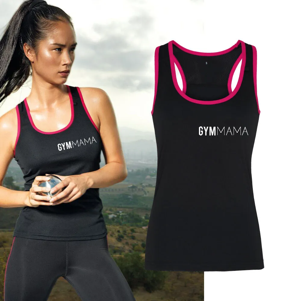 Gym Mama Mini Logo Tr-Dri Panelled Fitness Vest (MRK X) mum clothes cheap