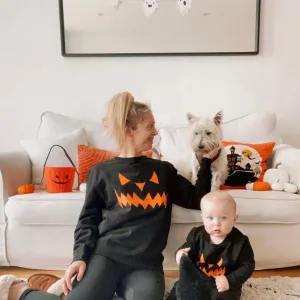 Halloween Pumpkin Family Matching Sweaters - Black (MRK X) mens dad clothes online