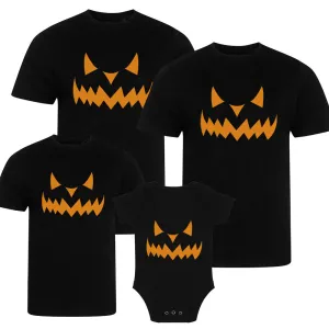 Halloween Pumpkin Family Matching Tee's - Black mens dad clothes online