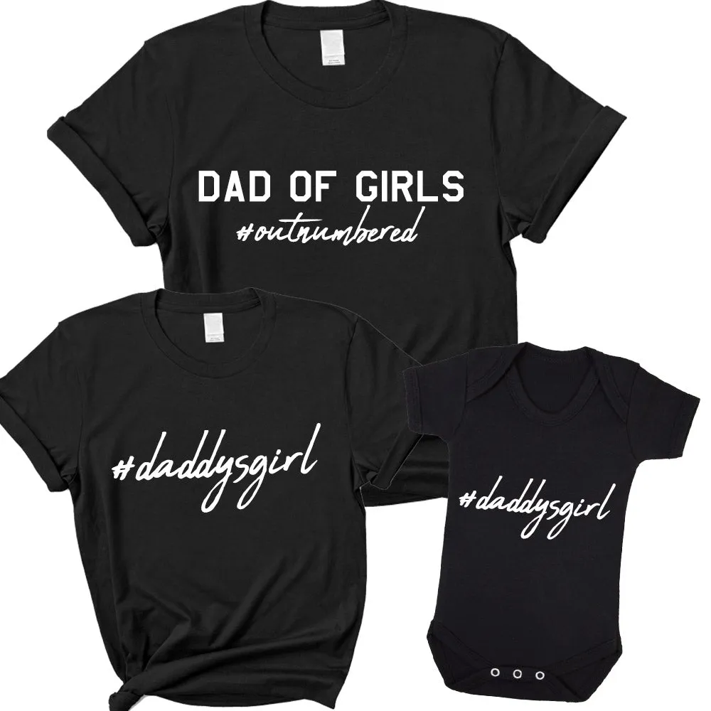Hashtag Daddysgirl- Dad Of Girls Matching Kid & Baby Bodysuits Black dads clothes cheap
