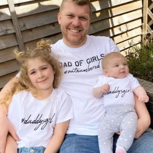 Hashtag Daddysgirl- Dad Of Girls Matching Kid & Baby Bodysuits- White dads clothes cheap