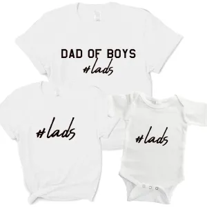 Hashtag Lads- Dad Of Boys & Matching Kid & Baby Bodysuits White daddy outfits clearance