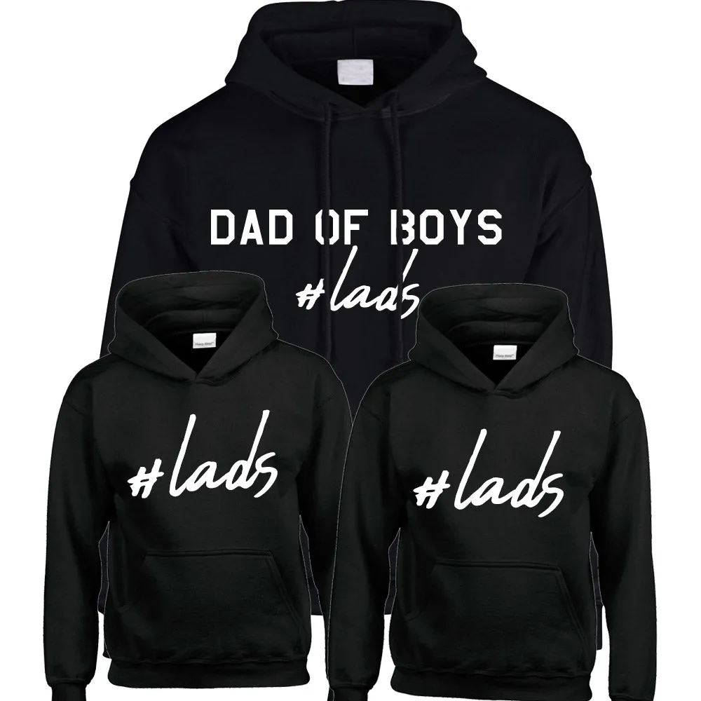 Hashtag Lads- Dad Of Boys & Matching Kids Black Hoodies daddy outfits clearance