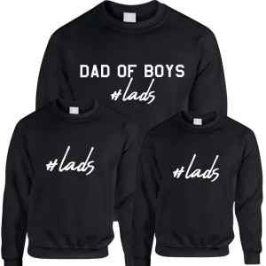 Hashtag Lads- Dad Of Boys & Matching Kids Sweatshirts daddy outfits clearance