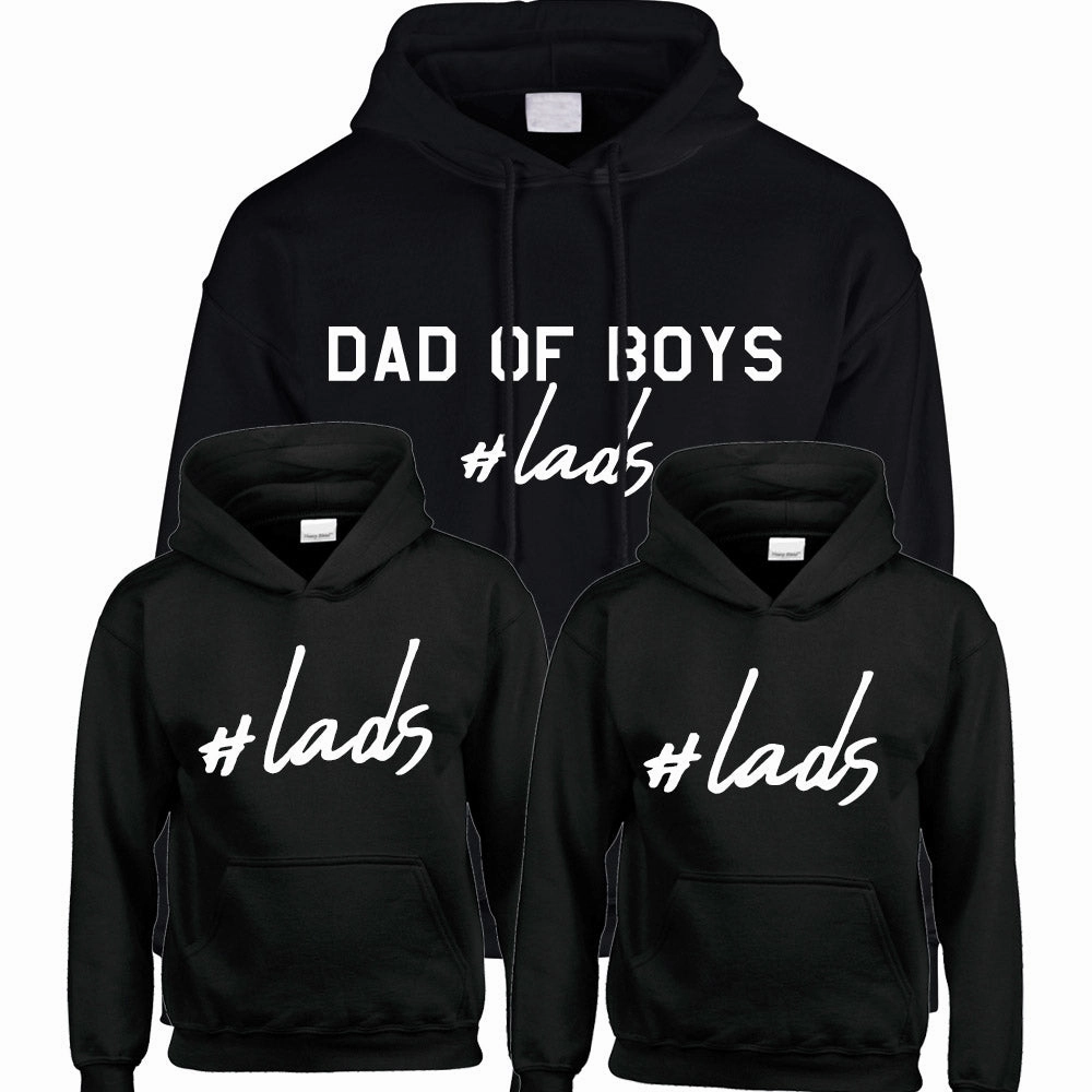 Hashtag Lads- Dad Of Boys & Matching Kids Black Hoodies dad jeans best price