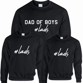 Hashtag Lads- Dad Of Boys & Matching Kids Sweatshirts dad jeans best price