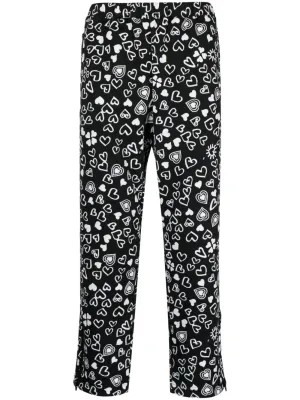 Heart-Print Cropped Trousers cheap bottoms online shop