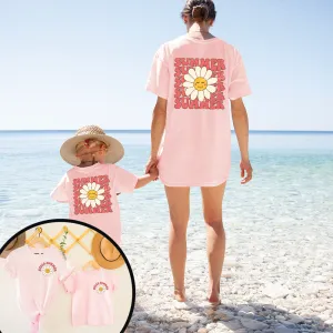 Hello Summer Front & Back Graphic Matching T-shirts maternity dresses promo