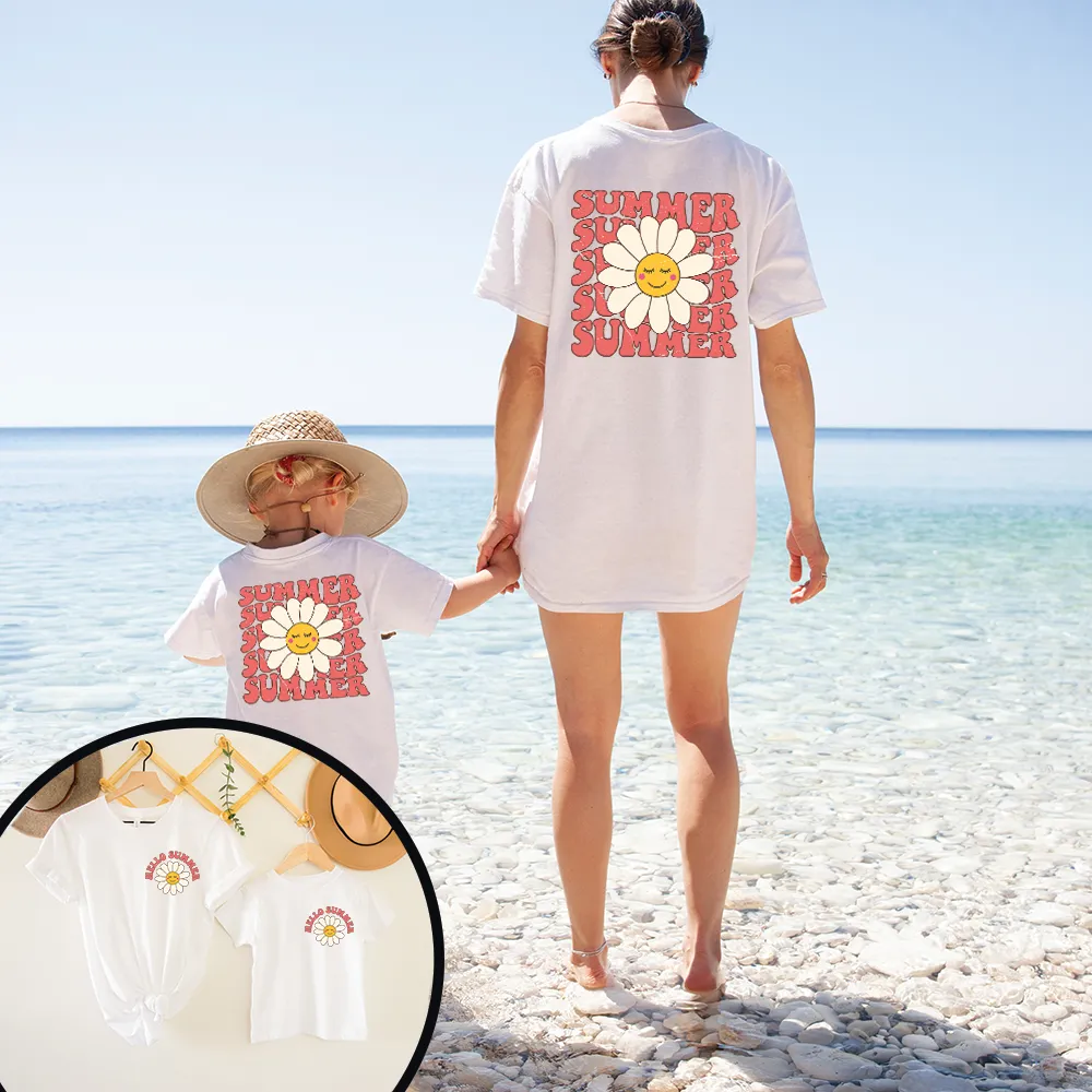 Hello Summer Front & Back Graphic Matching T-shirts pregnancy clothes clearance