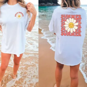 Hello Summer Front & Back Graphic Women's T-shirt maternity dresses promo