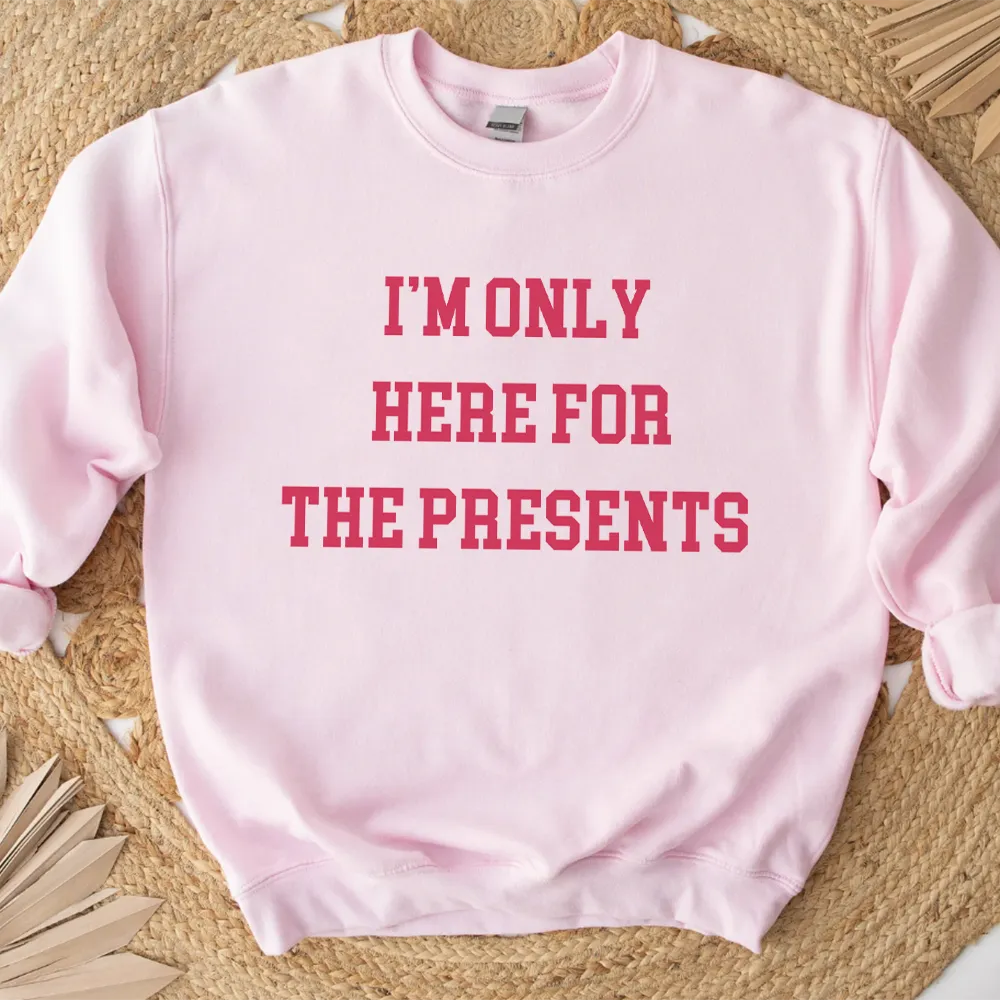 Here For The Presents Kids Sweatshirt discount girls tops
