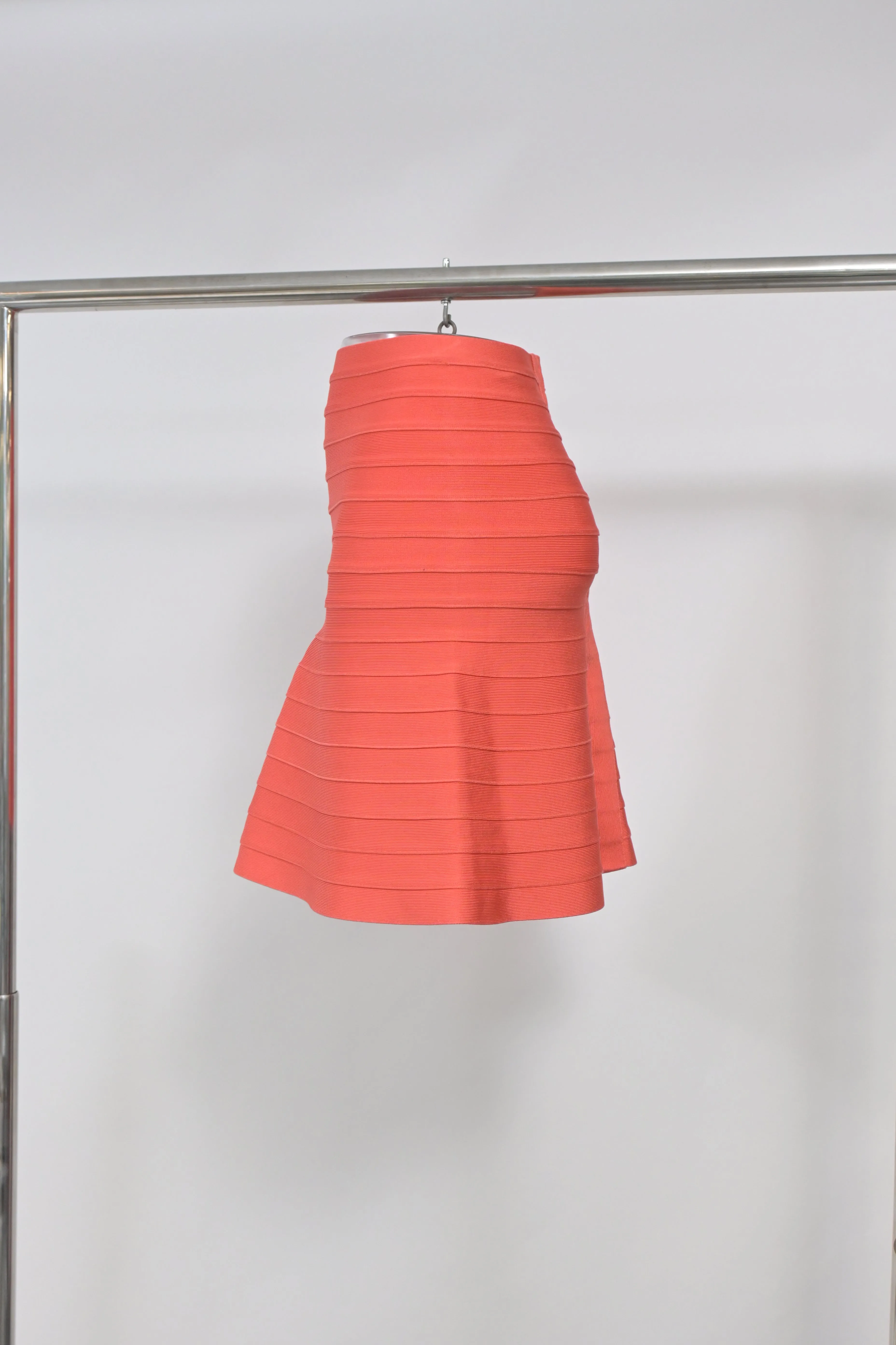 Herve Leger Knee Length Skirt in Orange Rayon
