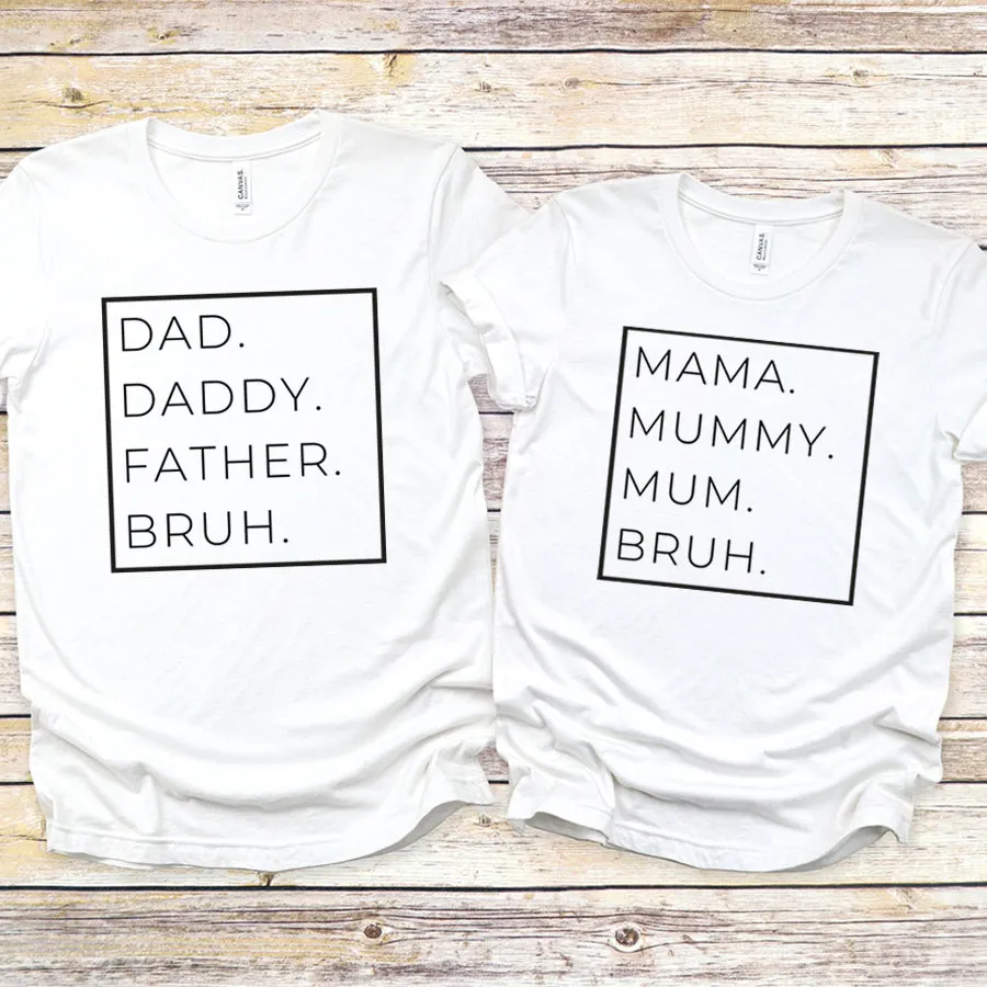 Hey Bruh- Mum & Dad T-Shirts White dad hats promo code