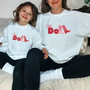 Hey Doll Cowgirl Graphic Matching Sweatshirts nursing tops best deals