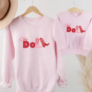 Hey Doll Cowgirl Graphic Matching Sweatshirts nursing tops best deals