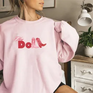 Hey Doll Cowgirl Graphic Women's Sweatshirt postpartum clothes sale