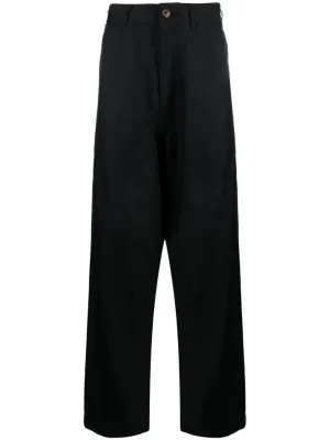 High-Waisted Twill Drop-Crotch Trousers cheap bottoms online shop