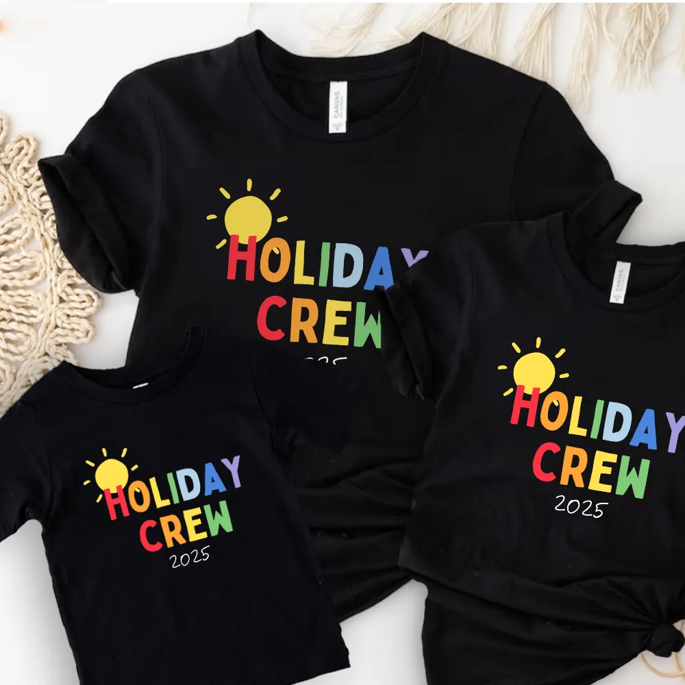 Holiday Crew 2025 Multi Family Matching Black T-Shirts pregnancy jeans best price