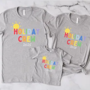 Holiday Crew 2025 Multi Family Matching Grey T-Shirts mens dad clothes online