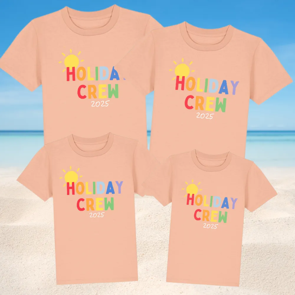 Holiday Crew 2025 Multi Family Matching T-Shirts- Fraiche Peche dad fashion outlet
